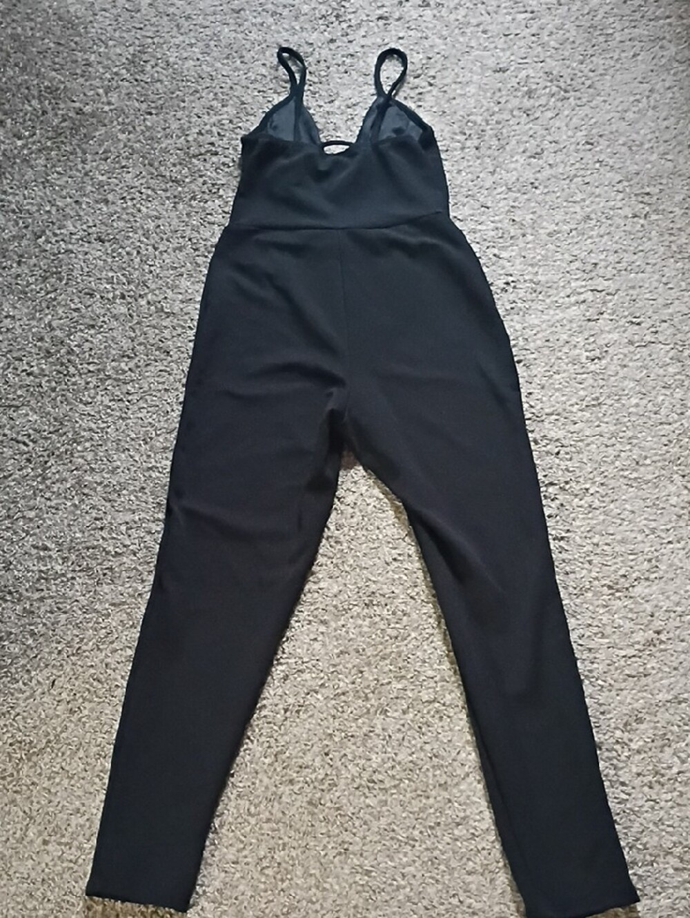 French Atmosphere Black V-Neck Strap Jumpsuit - Picture 4 of 5